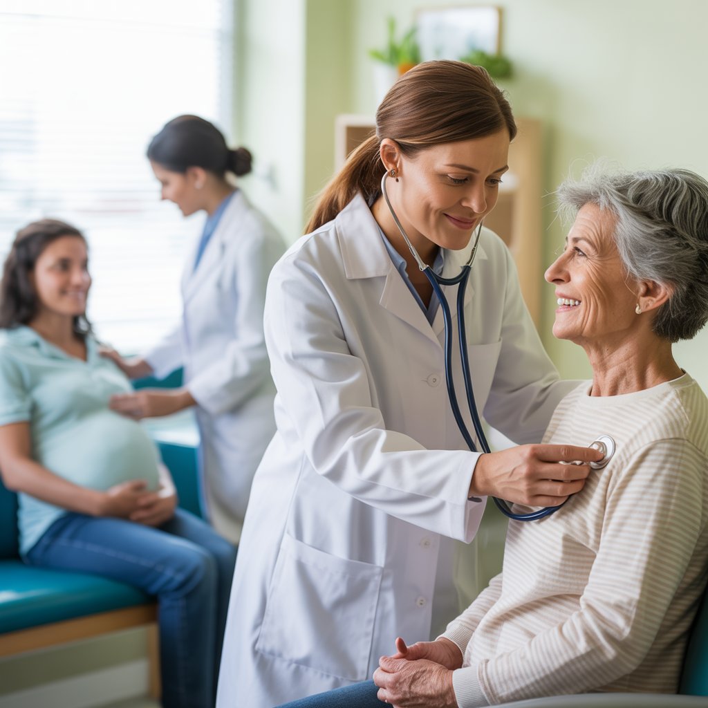 Doctora atendiendo a un paciente